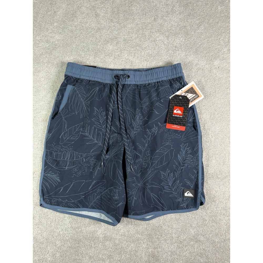 Quiksilver 2-in-1 Everyday Volley Shorts Mens S 7" Total Eclipse Floral Blue New